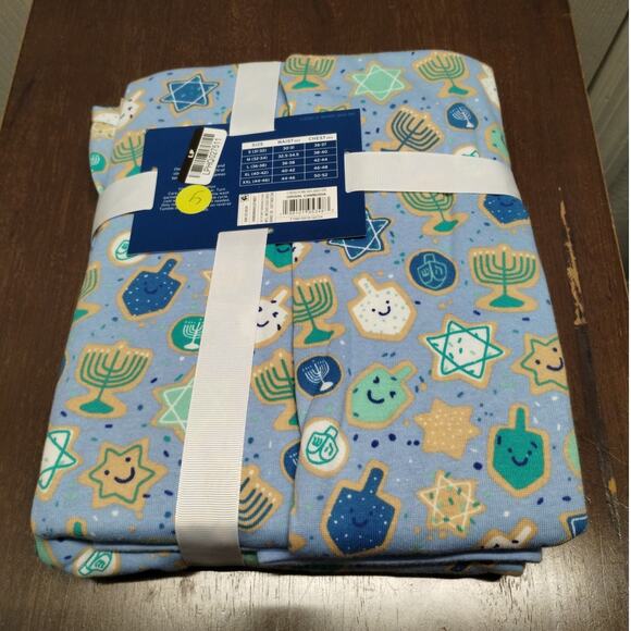 Target NEW Men's Size XL Blue Hanukkah Jewish Holiday 2 Piece Pajama Set - Picture 2 of 5